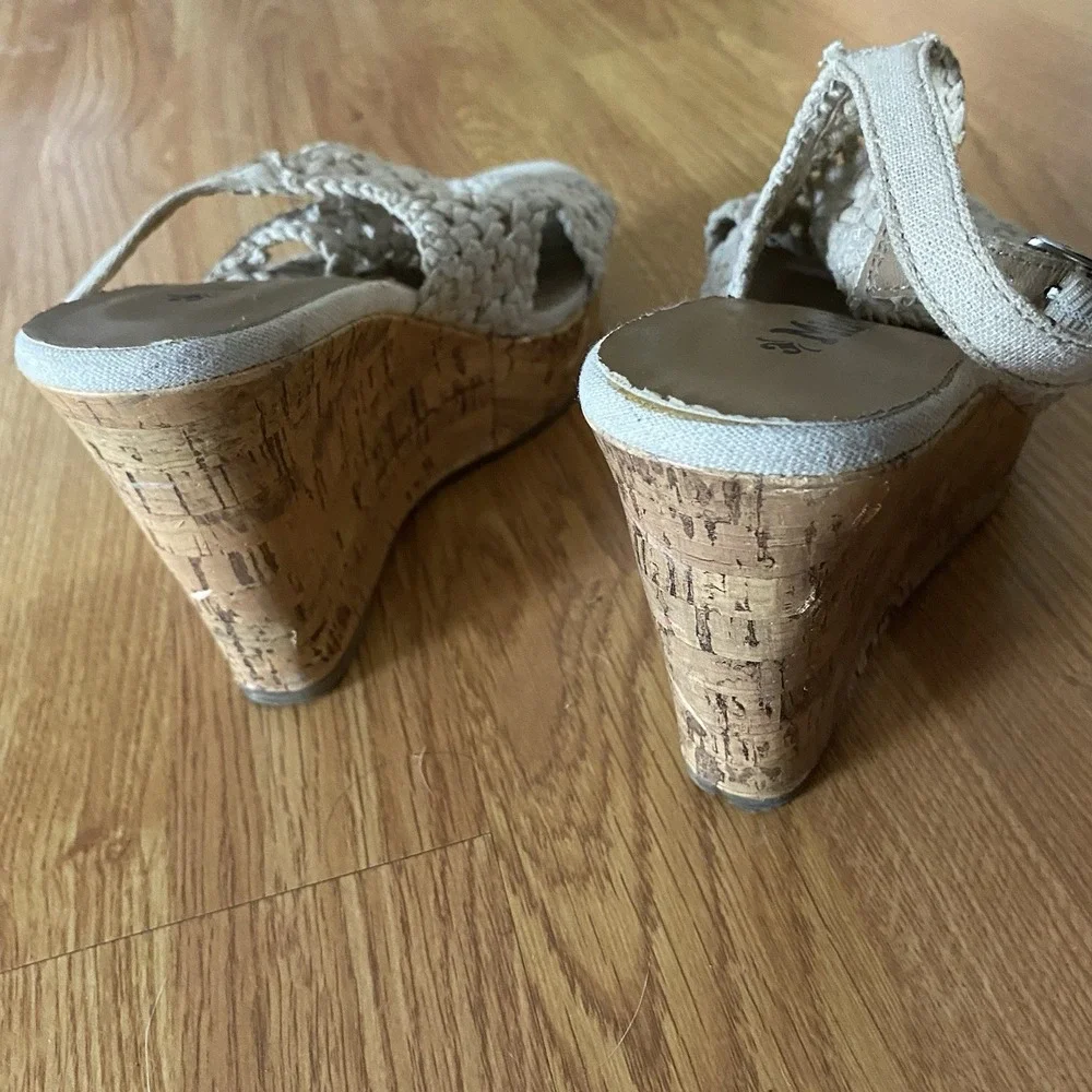 Vintage Y2K 2000s MUDD Beige Cork Chunky Platform Sandals Size 6‎